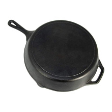 12" Cast Iron Fry Pan 3notch Skillet&2pour&2handles